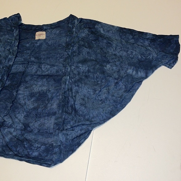 Gypsy 05 Blue Tie Dyed Cotton Boho Kimono - Women’s Size Large - Picture 4 of 8